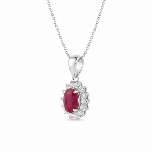 Collana Ciondolo Rubino e Diamanti - 0.36 ct
