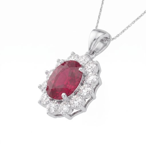 Collana Ciondolo Rubino e Diamanti - 0.36 ct