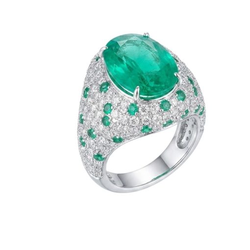 Anello in Argento 925 con zircone centrale color smeraldo