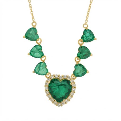 Collana in Argento 925 con cuori verdi