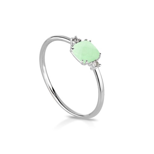 Anello Kyoto In Oro Bianco e cristallo verde