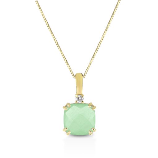 Collana Kyoto In Oro Giallo e cristallo verde