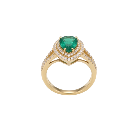 Anello in oro giallo con Smeraldo Naturale 0.50 ct.