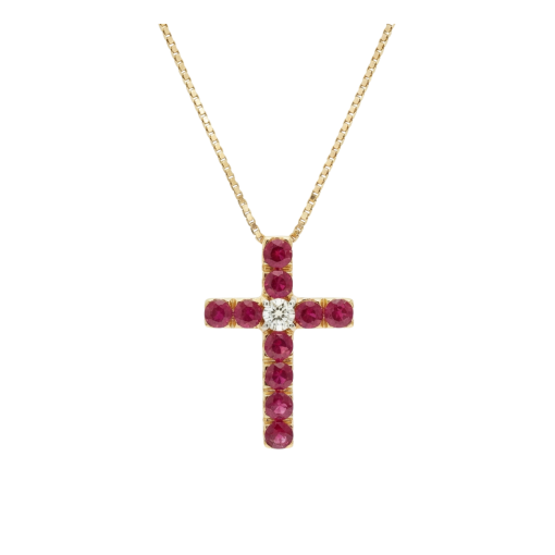 Croce in Oro Rose con Rubini 0,70 ct.