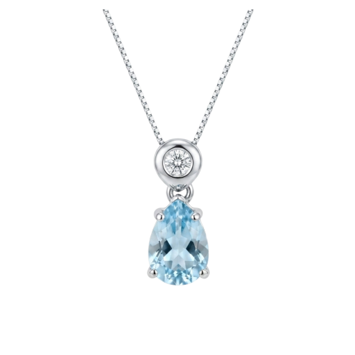 Ciondolo in Oro 18 KT Acquamarina e Brillanti 1,50 ct.