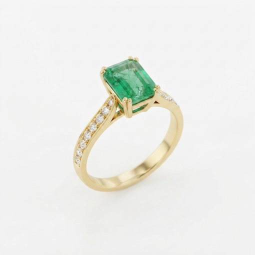 Anello in oro giallo con Smeraldo Naturale 1.20 ct