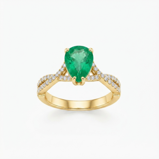 Anello in oro giallo con Smeraldo Naturale 1.52 ct