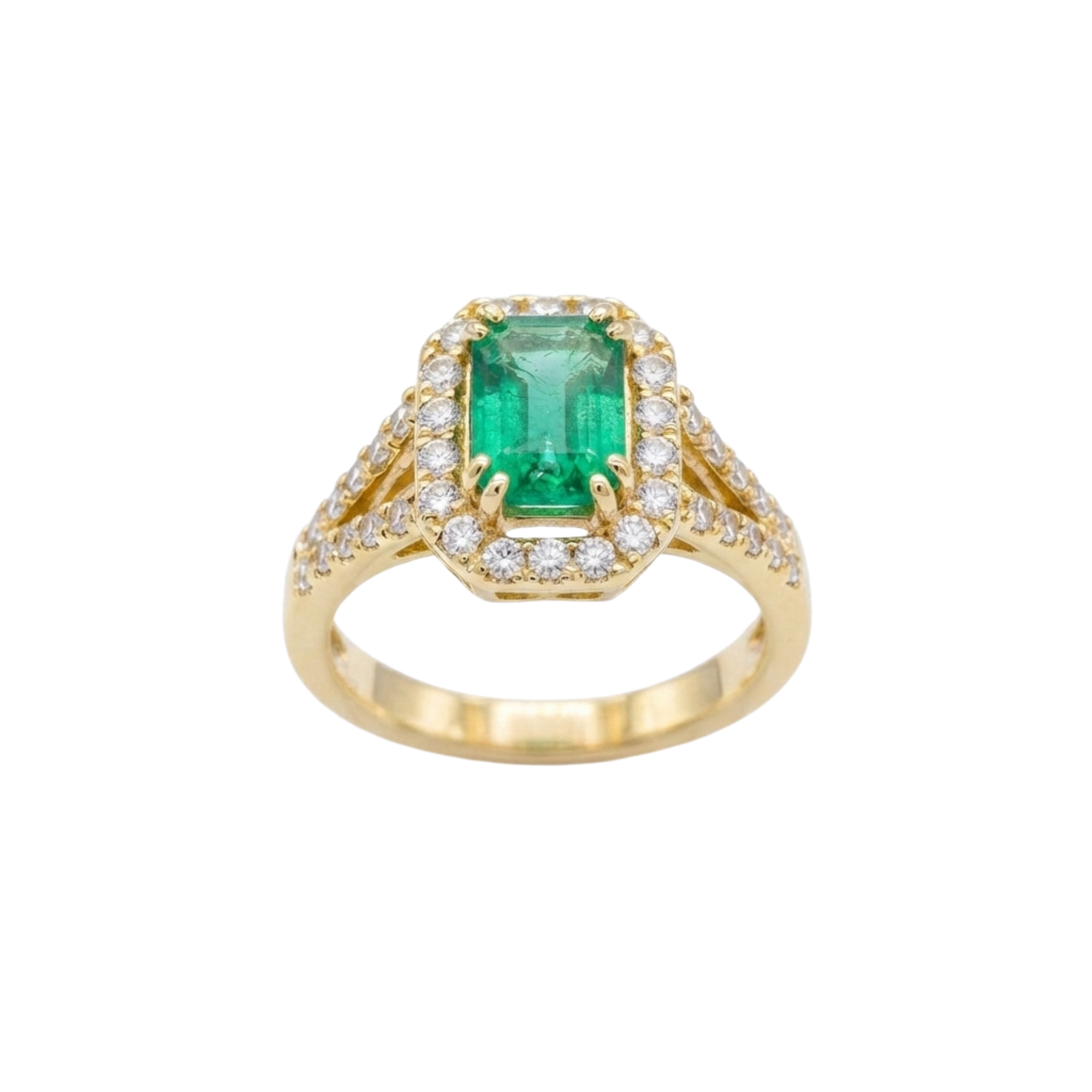 Anello in oro giallo con Smeraldo Naturale 0.74 ct.