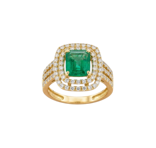Anello in oro giallo con Smeraldo Naturale 1,54 ct