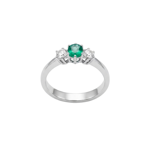 Anello Trilogy Smeraldo e Brillanti - 0,47ct