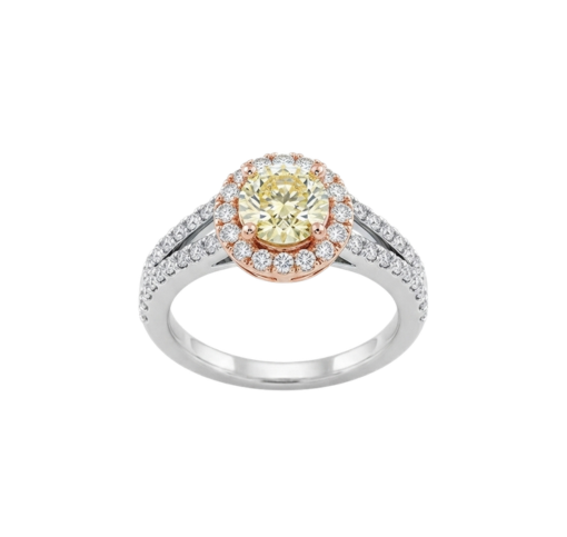 Anello Solitario Full Pavé in Oro Bianco e rosa 0.94ct