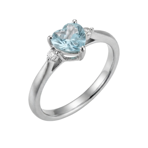 Anello Oro Bianco 9 Kt Diamanti  E Topazio