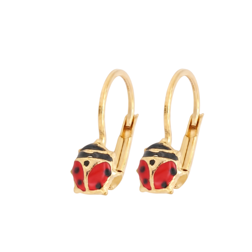 Orecchini coccinella a monachina oro 750‰